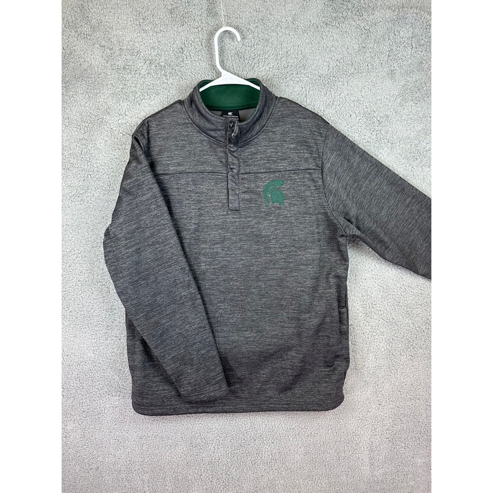 Colosseum Men's L Michigan State Spartans Gray Pullover Fleece Lined Jacket